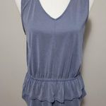 Apt. 9  Slate Blue Sleeveless Vneck Tiered Peplum Knit Top Size Medium Photo 0