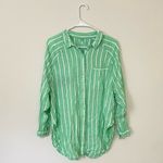 Aerie  Pool to Party Celebrity Green Linen Blend Button Down Cover Up Top Size M Photo 1