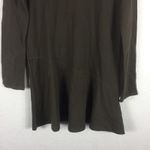 ZARA  Olive Green Mini Dress Size Medium Long Sleeve Drop Waist Shift 100% Cotton Photo 7