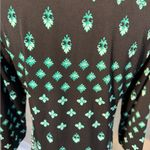 Charter Club Women’s Black & Teal Print Split-Neck Tunic Long Photo 4
