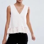 ASOS  V Neck Ruffle Peplum Sleeveless Tank Top Raw Edge Photo 1