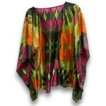 Chico's V Neck Kaftan Tunic Top Multi Color Ikat Print Sheer Kimono Sleeve S M Photo 3