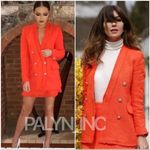 ZARA  Tweed Weave Jeweled Buttons Blazer Jacket Orange Size XS NEW Photo 1