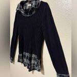 Style & Co . Layered Black & Plaid Collared Sweater | Shirt Photo 1