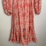 Alice Bell Boho Floral Midi Dress Coral Womens XS Silk Cotton Orange Photo 9