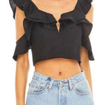 ASTR  The Label Black Thea Linen Blend Crop Top Size XS Photo 0