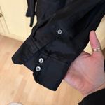 J.Crew  Collection Black Silk Ruffle Neck Button Down Shirt Size Medium Photo 2