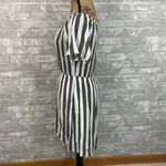 Everly Grey Striped Off Shoulder Dress Photo 3