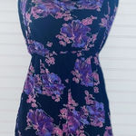 Free People  Black Purple Floral Print Sleeveless Mini Dress Womens S Photo 0
