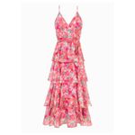 Adelyn Rae  Ruffle Floral V-Neck Spaghetti Strap Open Back Tiered Midi Dress S Photo 1