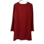 Theory Ulyssa Admiral Crepe Shift Dress Red Oak V-Neck Long Bell Sleeve Medium Photo 2