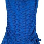Becca Re Virtue One Piece Swimsuit Skirt and Coverup Blue Crochet Photo 1