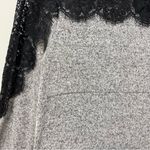 Rewind  Heather Gray Black Lace Long Sleeve Crewneck Top Neutral M Photo 7