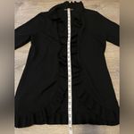 Brooks Brothers  346 Black Open Front Cardigan Sweater Ruffle Merino Wool Size S Photo 4