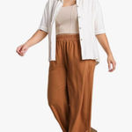 Umgee  Linen Blend Elastic Waist Ruffle Hem Pants Photo 0