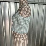 American Eagle Green and white gingham strapless top  women’s size medium Photo 3