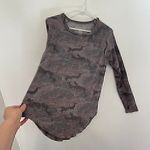 American Eagle  Soft & Sexy Plush Gray Pink Camo Camouflage Long Sleeve Tee Top Photo 8