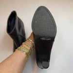 Adrienne Vittadini  Black Leather Ankle Boots Block Heel Chic Trendy Zip Size 8M Photo 7