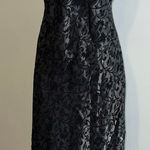 All that jazz Women's Vintage 90s Goth Black Silver Floral Velvet Maxi Dress 11/12 Photo 0