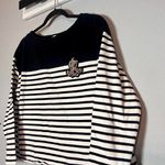 Ralph Lauren Lauren  Top Sweatshirt Black White Striped Size 1X Cotton Cropped Photo 1