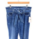 7 For All Mankind NWT Cropped Wide Leg Paperbag Waist Jeans Belted Denim Size 32 Photo 1