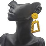 Fashion Bold Yellow Frosted Geometric Dangle Earrings Photo 2