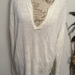 Armani Exchange AX  Linen Top For Women V Neck Long Sleeves Collared Sz 2XL White Photo 0