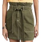 Free People Splendor in the Grass Paperbag Waist Army Green Mini Skirt Photo 0