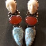 Silver earrings with real stones Photo 1