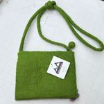 Felt shoulder bag whimsical mushroom ladybug floral design Gift NWT Green Photo 1