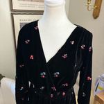 Sézane SEZANE Velvet Titiane Dress Midi Floral Embroidered In Noir Broderie Size 34 NWT Photo 2