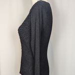 Cache Y2K Scoop Neck Rib Knit Beaded Metallic Sweater Black Photo 8