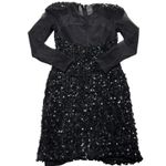 Betsy and Adam Dress Womens Small Black Sheer Mesh Sequin Long Sleeve Cocktail USA Photo 1