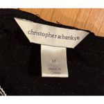 Christopher & Banks  Women's M Black Floral Embroidered 3/4 Sleeve Blouse Photo 5