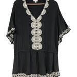 Stella & Dot Embroidered Tunic Coverup Womens XS/S Bohemian Dark Cottage Beachy Photo 0