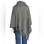 Chico's Chico’s Black & White Sassy Stripes Cowl Neck Poncho Womens One Size Fits All Photo 2