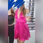 Garage  Holly Satin Plunge Halter Dress hot pink Photo 2