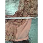 None Pink Floral Corset‎ Top With Puff Sleeves Sweetheart Neckline Women Medium Photo 5