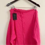 Gibson Nordstrom Bright Pink Ribbed Off the Shoulder Sweater Size Large NEW Photo 4