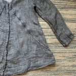 Flax 100% Linen Grey Long Sleeve Button Up Tunic Top Cardigan - Size Small Photo 5