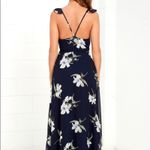 Lulus All Mine Navy Blue Floral Print Ruffle Chiffon Wrap Maxi Dress XS Photo 14