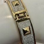 Silver and gold tone spiked bangle bracelet Photo 3