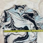 SheIn Blue & White Tie Dye Abstract Print Mock Neck Long Sleeve Shirt Size Medium Photo 7