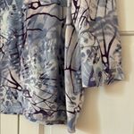Chico's  Size 2 Blue Purple Knit 3/4 Sleeve Boxy Abstract Blouse Chico Size Large Photo 9