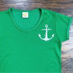 vintage • 70s baby tee Russell Sportset green anchor nautical single stitch Photo 1