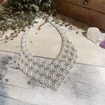 Monet Vintage Rare Couture Runway White Enamel Lacy "PRINCESSA" Bib Neck… Photo 0