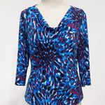 Laura Ashley Women's Colorful 3/4 Sleeve Cowl Neck Stretch Blouse Top Size PS Photo 0