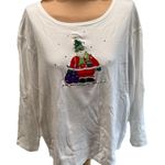Quacker Factory Quaker Factory Santa Claus Embroidered Christmas Shirt Holiday Party Photo 0