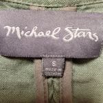 Michael Stars Olive Army Green Moto Vest 100% Linen Military Y2K Grunge Womens S Photo 2