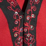 VTG Carol Anderson Silk Cotton Red Black Holiday Art Ruffle‎ Top Womens M Size M Photo 5